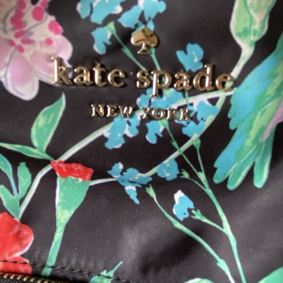Kate Spade Medium Backpack Purse Hummingbird Black Floral Canvas main image 10